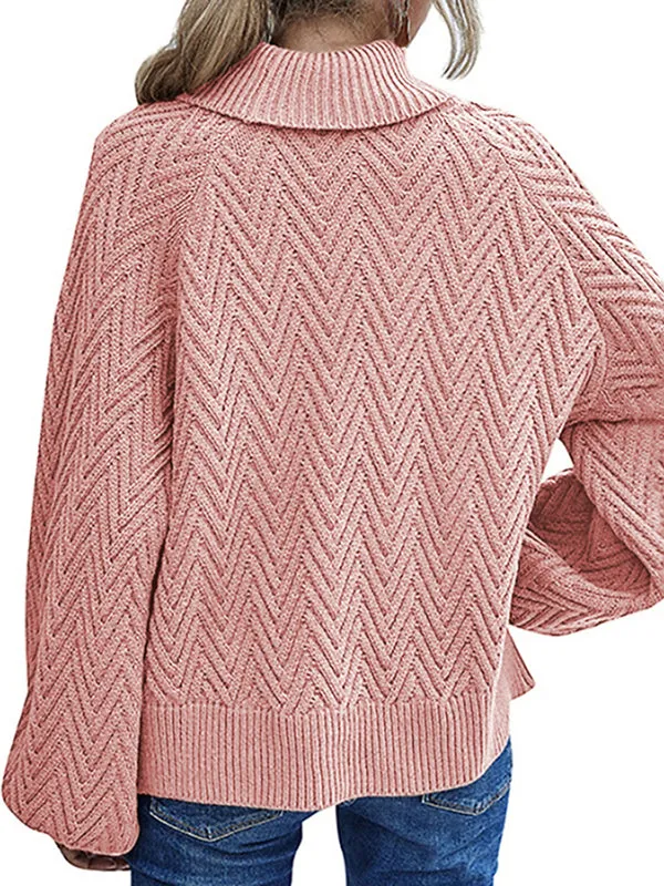 Women Long Lantern Sleeve Knit Sweater Turtleneck Loose Pullover Jumper Tops sold by Tinstree product image thumbnail 3