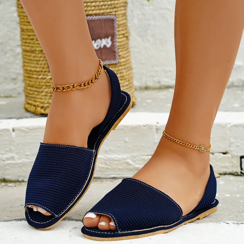 Casual Peep Toe Flats Back Strap Sandals sold by Tinstree
