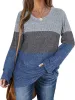 Women Color Block Tops Casual Long Sleeve Tunic Round Neck Pullover Shirts sold by Tinstree