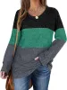 Women Color Block Tops Casual Long Sleeve Tunic Round Neck Pullover Shirts sold by Tinstree
