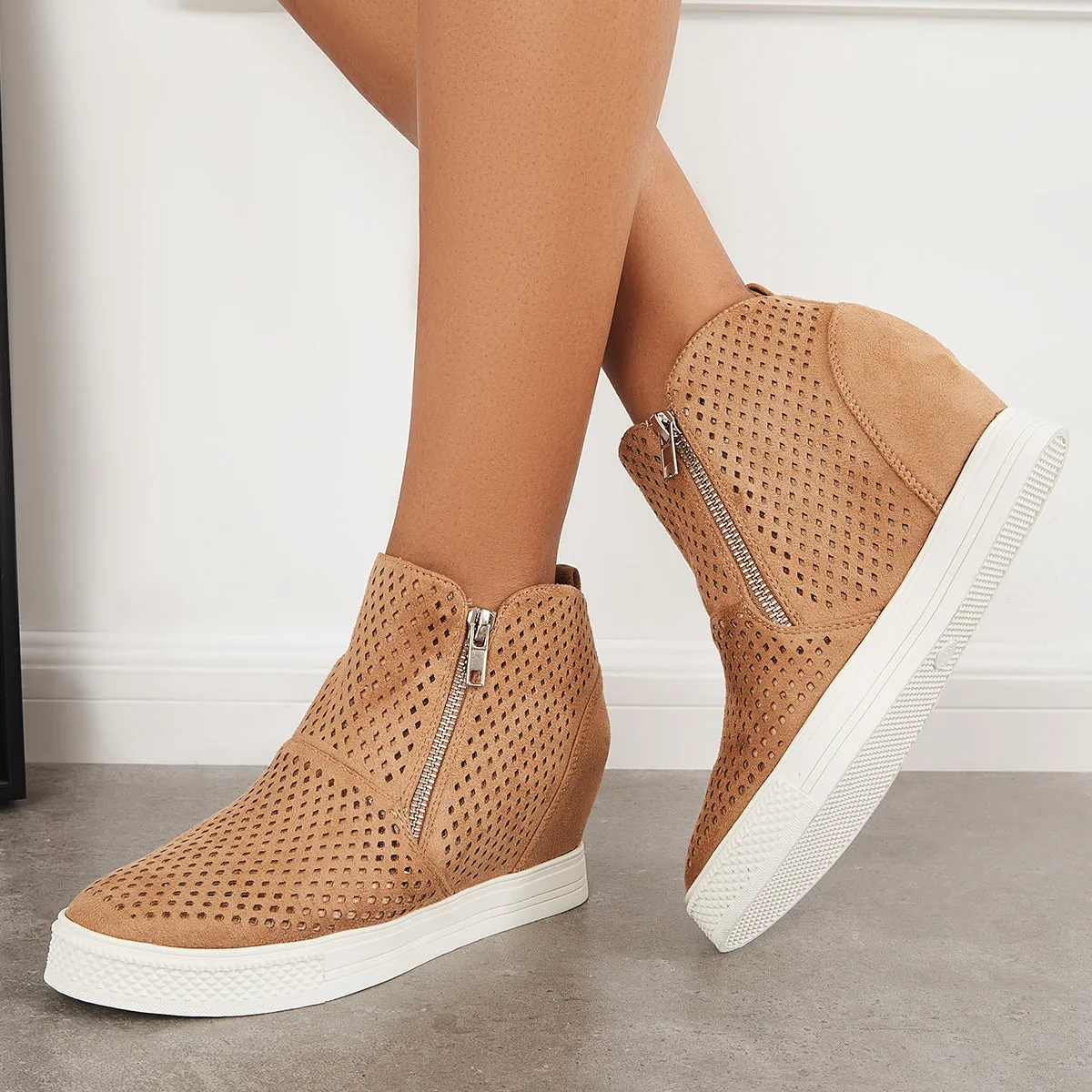 Casual Platform Wedge Sneakers Hidden Wedge Ankle Boots sold by Tinstree product image thumbnail 4