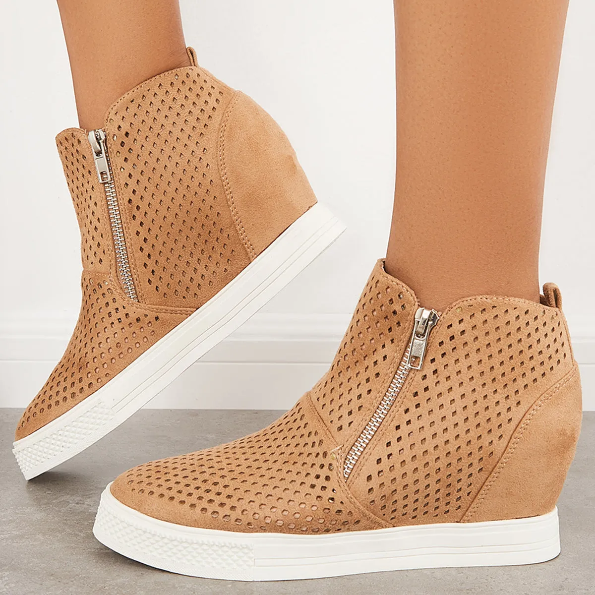 Casual Platform Wedge Sneakers Hidden Wedge Ankle Boots sold by Tinstree