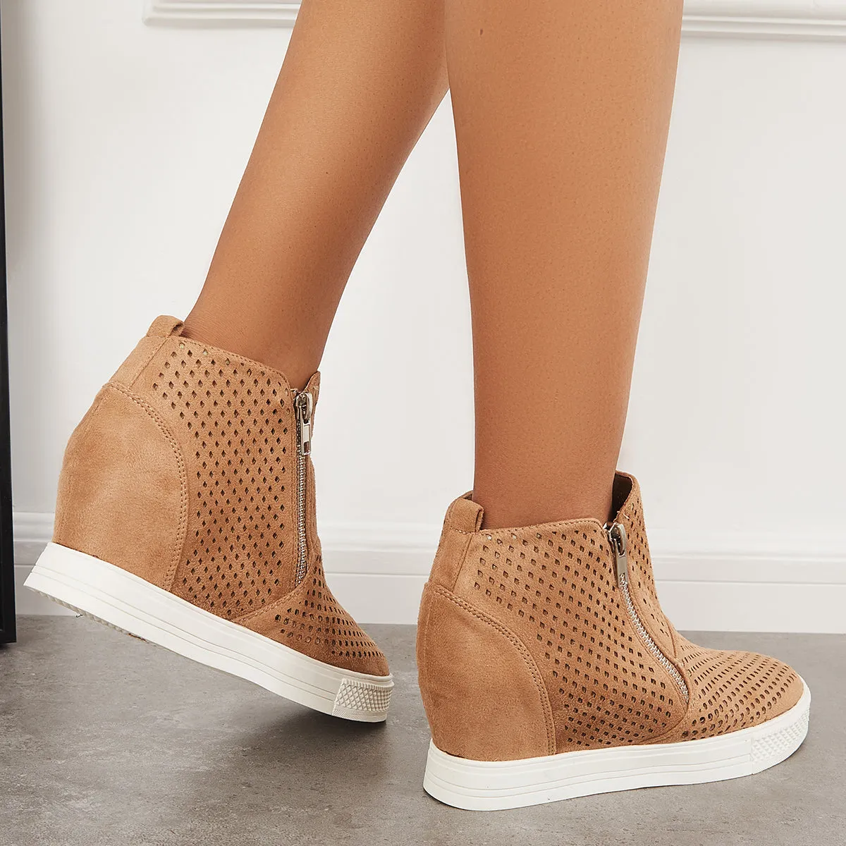 Casual Platform Wedge Sneakers Hidden Wedge Ankle Boots sold by Tinstree product image thumbnail 5