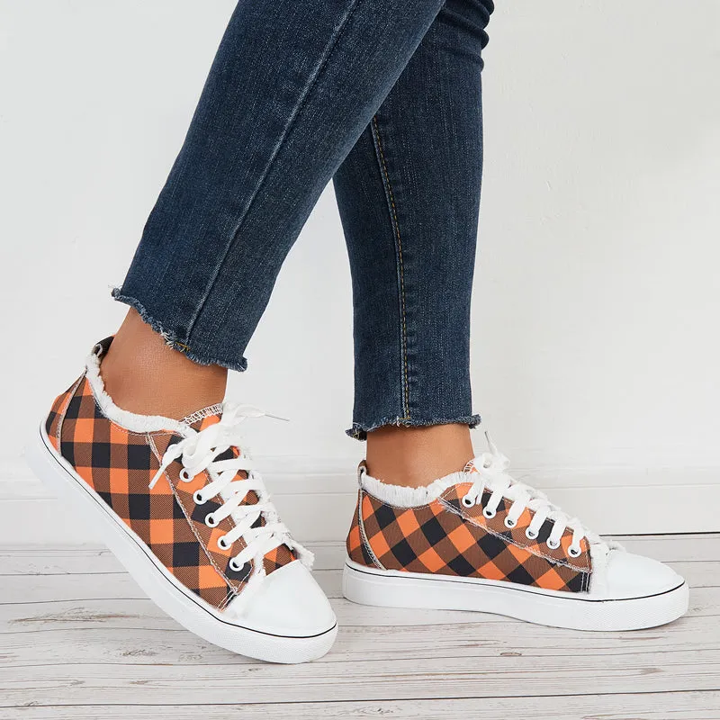 Casual Plaid Low Top Sneakers Lightweight Flats Walking Shoes sold by Tinstree product image thumbnail 4
