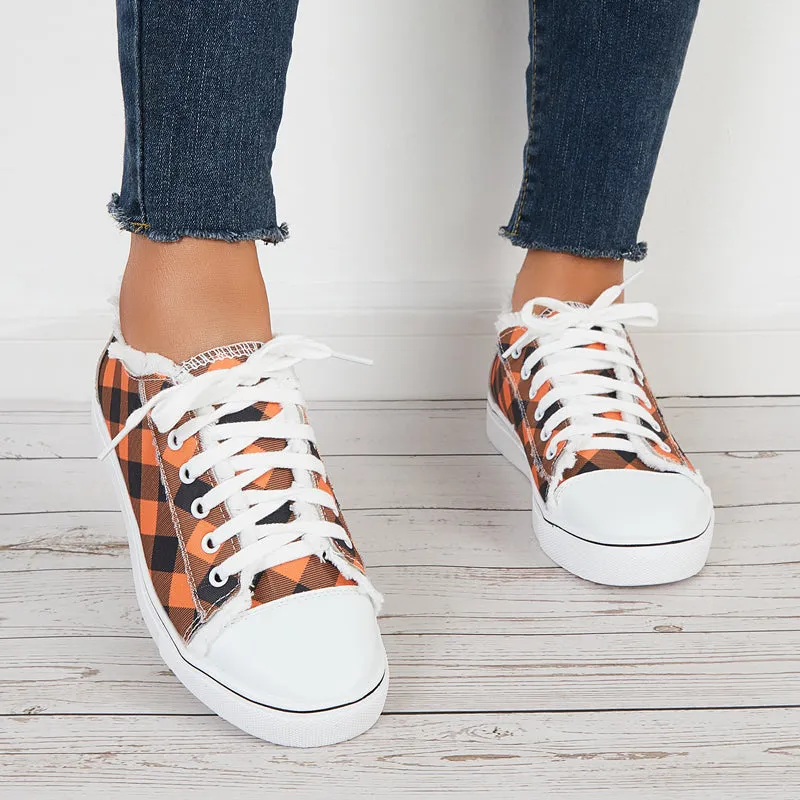 Casual Plaid Low Top Sneakers Lightweight Flats Walking Shoes sold by Tinstree product image thumbnail 3