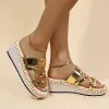 Gold Crisscross Straps Espadrille Platform Wedge Sandals sold by Tinstree