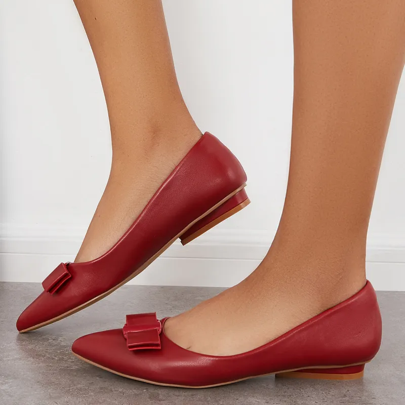 Women Bowtie Ballet Flats Slip on Pointed Toe Dress Shoes sold by Tinstree