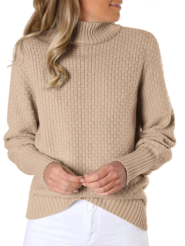 Women Winter Sweater Turtleneck Pullover Waffle Knit Long Sleeve Knitwear sold by Tinstree product image thumbnail 3
