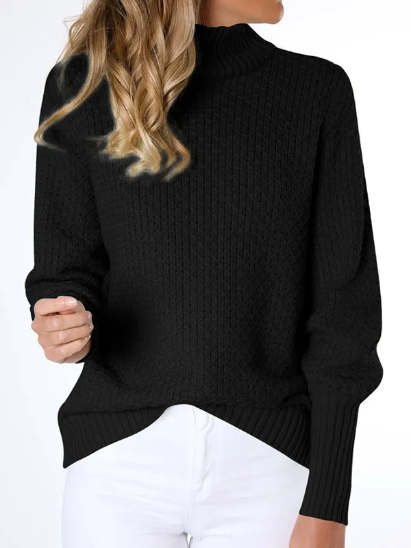 Women Winter Sweater Turtleneck Pullover Waffle Knit Long Sleeve Knitwear sold by Tinstree product image thumbnail 4