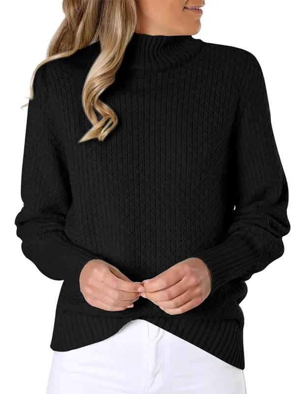 Women Winter Sweater Turtleneck Pullover Waffle Knit Long Sleeve Knitwear sold by Tinstree product image thumbnail 5