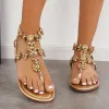 Rhinestone T-Strap Flip Flops Sandals Flat Sandals sold by Tinstree