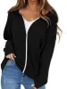 Women Full Zip Up Hoodie Long Sleeve Hooded Waffle Knit Jacket Coat sold by Tinstree
