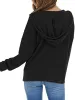 Women Full Zip Up Hoodie Long Sleeve Hooded Waffle Knit Jacket Coat sold by Tinstree