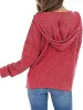 Women Full Zip Up Hoodie Long Sleeve Hooded Waffle Knit Jacket Coat sold by Tinstree
