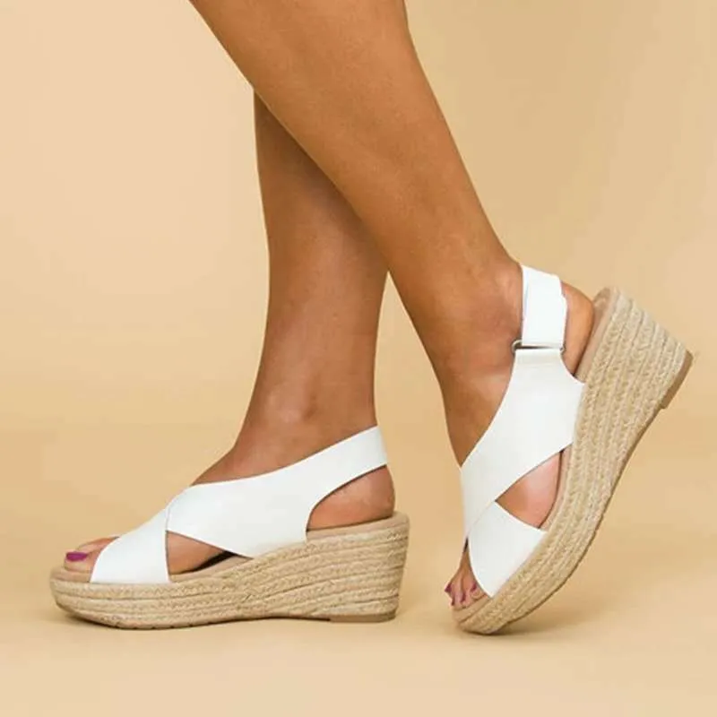 Criss Cross Espadrilles Platform Wedges Ankle Strap Sandals sold by Tinstree product image thumbnail 2