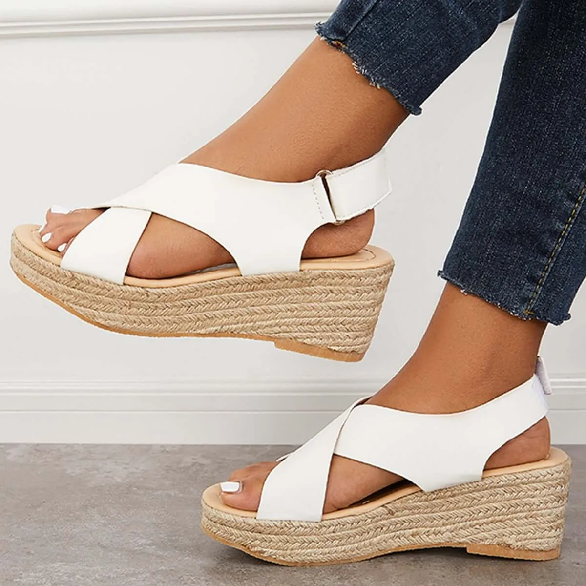 Criss Cross Espadrilles Platform Wedges Ankle Strap Sandals sold by Tinstree product image thumbnail 5