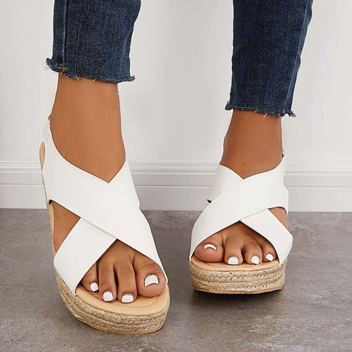 Criss Cross Espadrilles Platform Wedges Ankle Strap Sandals sold by Tinstree product image thumbnail 4