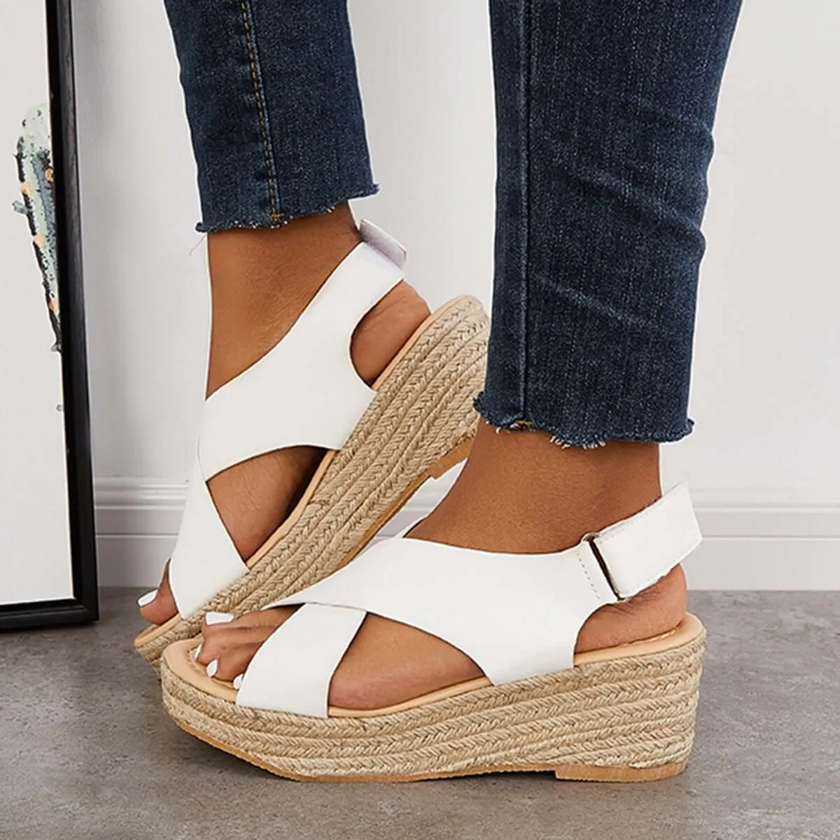 Criss Cross Espadrilles Platform Wedges Ankle Strap Sandals sold by Tinstree product image thumbnail 3
