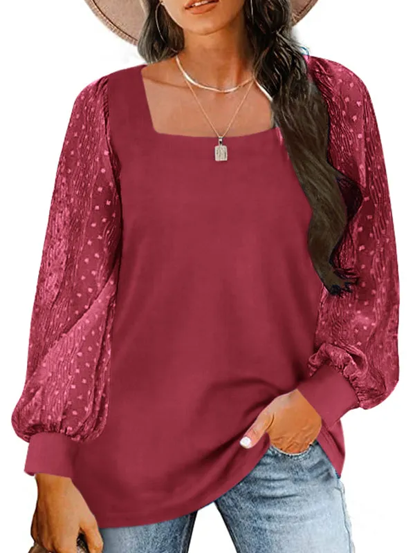 Womens Lightweight Square Neck Puff Sleeve Tops Swiss Dot Dressy Casual Blouses sold by Tinstree product image thumbnail 2