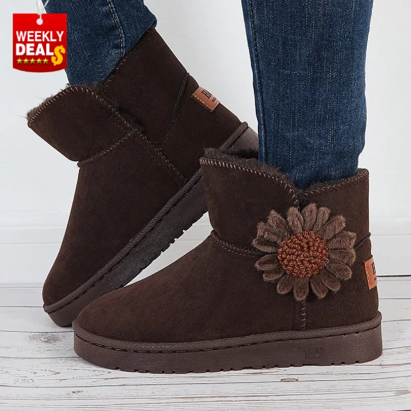 Warm Faux Fur Ankle Snow Boots Flower Winter Booties sold by Tinstree