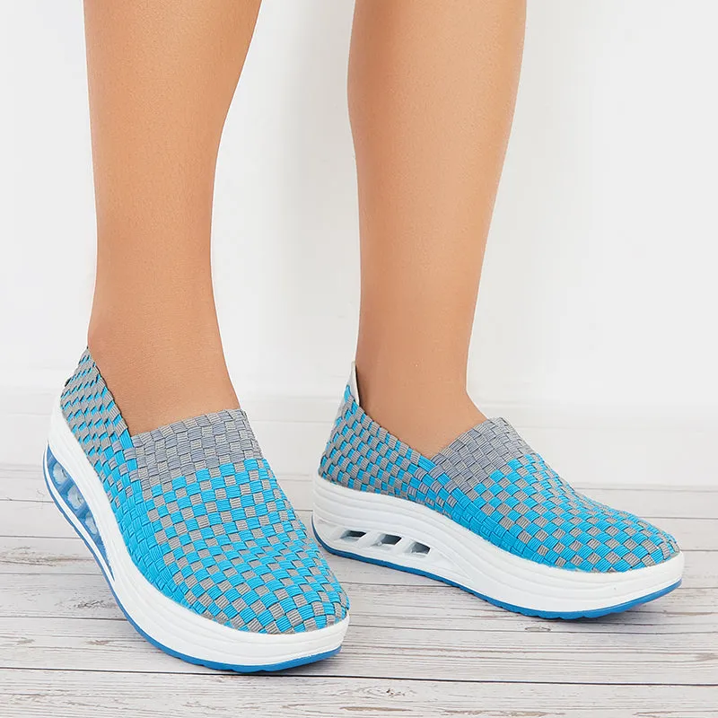 Breathable Platform Wedges Knit Sneakers Slip on Walking Shoes sold by Tinstree