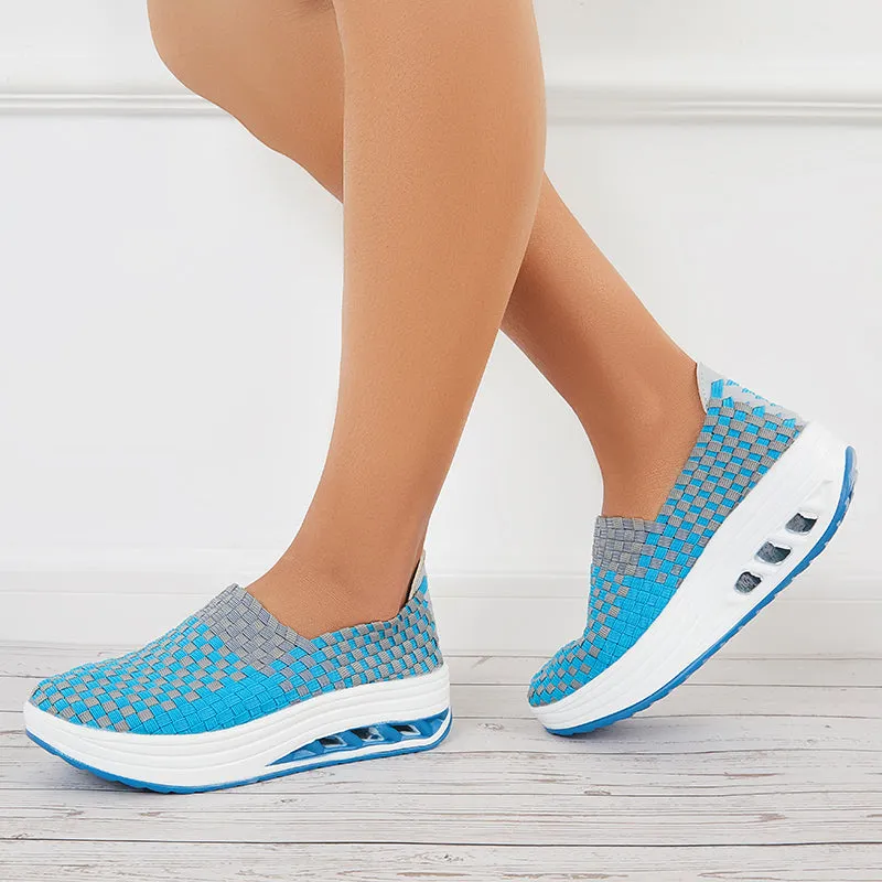 Breathable Platform Wedges Knit Sneakers Slip on Walking Shoes sold by Tinstree product image thumbnail 2