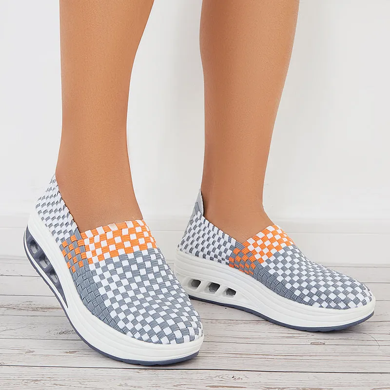 Breathable Platform Wedges Knit Sneakers Slip on Walking Shoes sold by Tinstree product image thumbnail 4