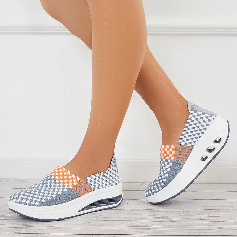 Breathable Platform Wedges Knit Sneakers Slip on Walking Shoes sold by Tinstree product image thumbnail 5
