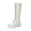 Lace Up Platform Heel Knee High Boots Lug Sole Combat Boots sold by Tinstree