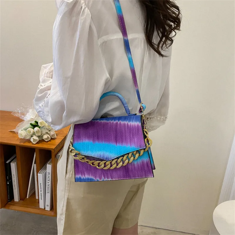 Ink Printed Flap Bag Colorful Crossbody Bag Casual Shoulder Purse With Metal Chain sold by Tinstree