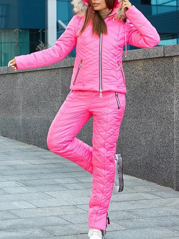 Women Ski Suits Jumpsuits Two Pieces Winter Warm Outdoor Sports Snowsuit Hooded Coats sold by Tinstree
