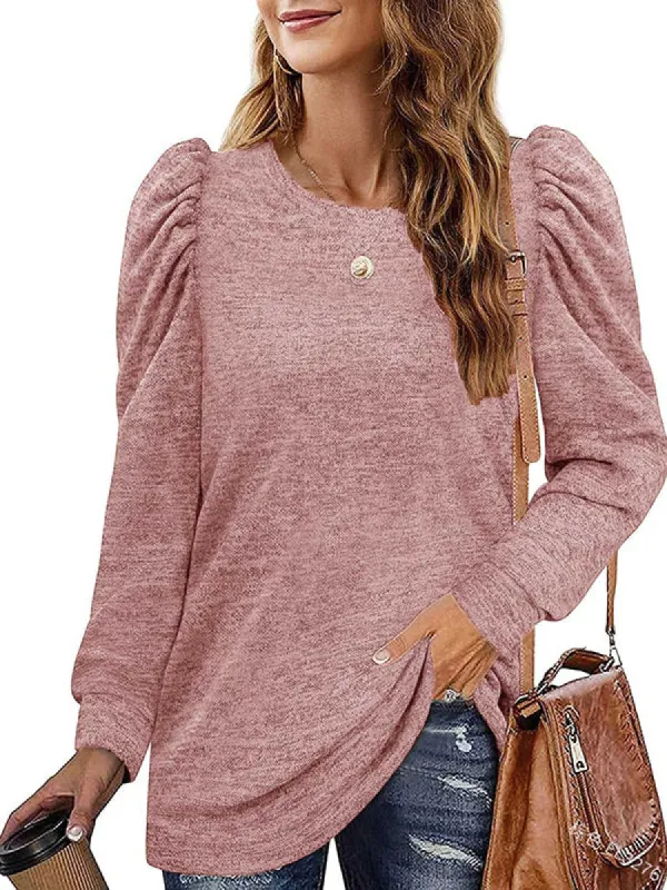Womens Long Sleeve Shirts Balloon Sleeve Casual Loose Blouse Tops sold by Tinstree