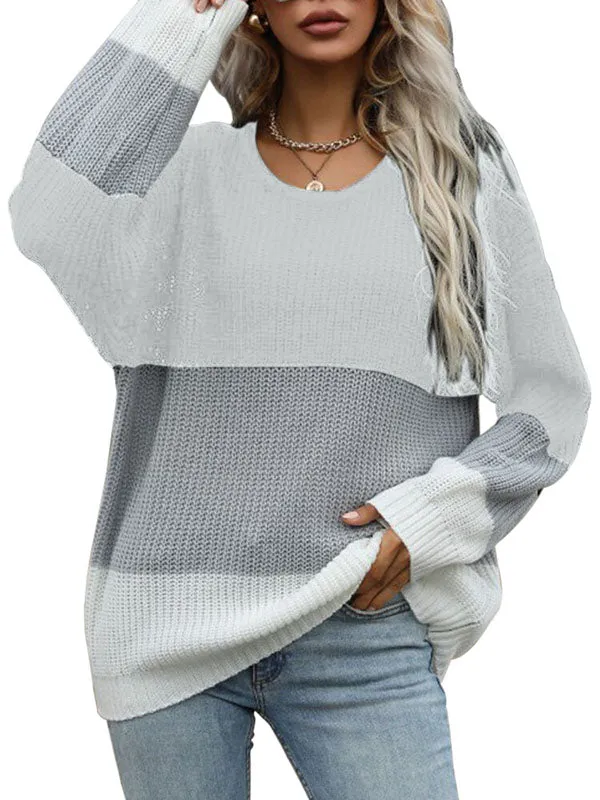 Women V Neck Batwing Sleeve Knit Top Loose Pullover Sweater sold by Tinstree