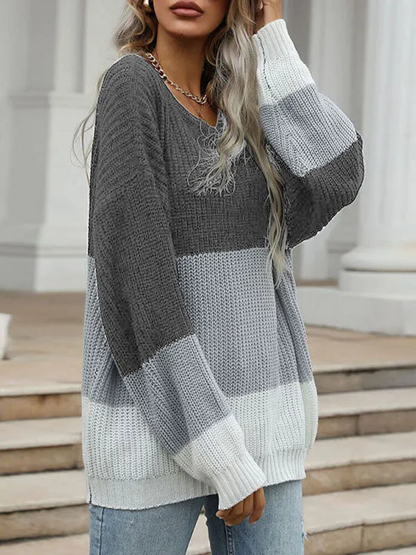 Women V Neck Batwing Sleeve Knit Top Loose Pullover Sweater sold by Tinstree product image thumbnail 5