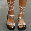 Chain Decor Platform Heels Lace Up Strappy Sandals sold by Tinstree
