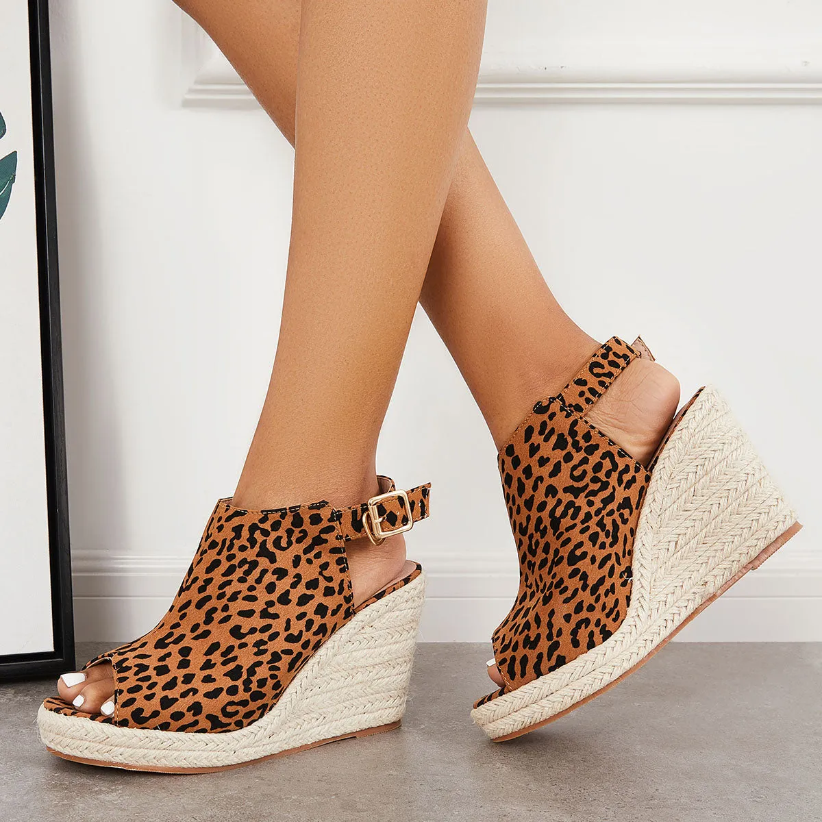 Peep Toe Platform Espadrille Wedges Ankle Strap Slingback Sandals sold by Tinstree product image thumbnail 3
