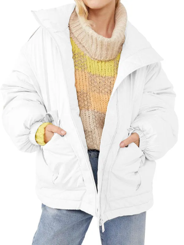 Women's Lightweight Quilted Jackets Long Sleeve Zip Up Puffer Coat sold by Tinstree