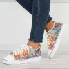Floral Low Top Canvas Sneakers Lace Up Flats Walking Shoes sold by Tinstree