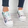 Floral Low Top Canvas Sneakers Lace Up Flats Walking Shoes sold by Tinstree