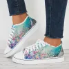 Floral Low Top Canvas Sneakers Lace Up Flats Walking Shoes sold by Tinstree