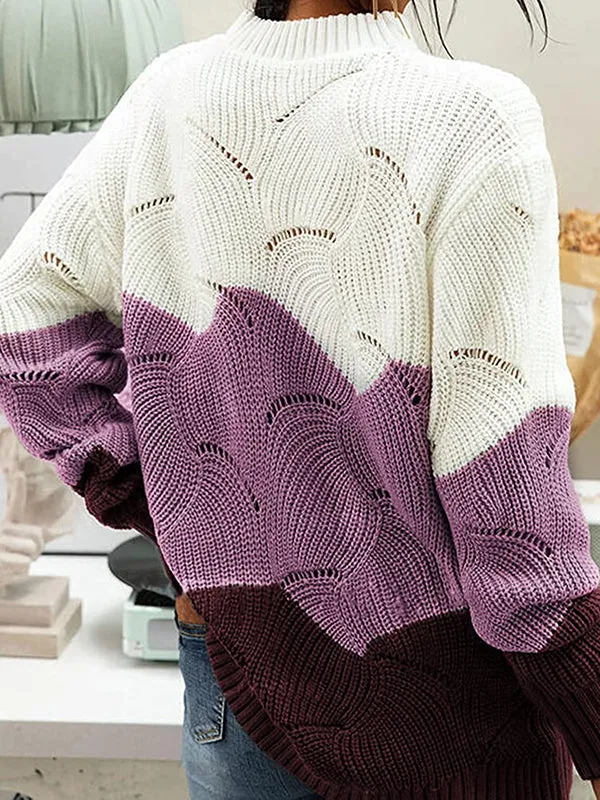 Women Crewneck Long Sleeve Hollow Out Knit Sweater Loose Pullover Jumper Tops sold by Tinstree product image thumbnail 2