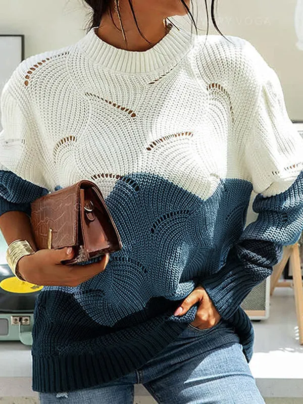 Women Crewneck Long Sleeve Hollow Out Knit Sweater Loose Pullover Jumper Tops sold by Tinstree product image thumbnail 4