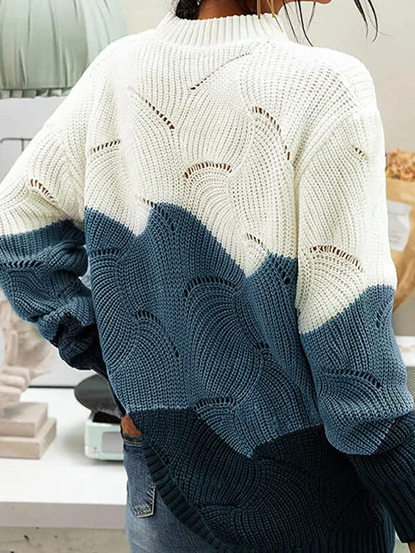 Women Crewneck Long Sleeve Hollow Out Knit Sweater Loose Pullover Jumper Tops sold by Tinstree product image thumbnail 5