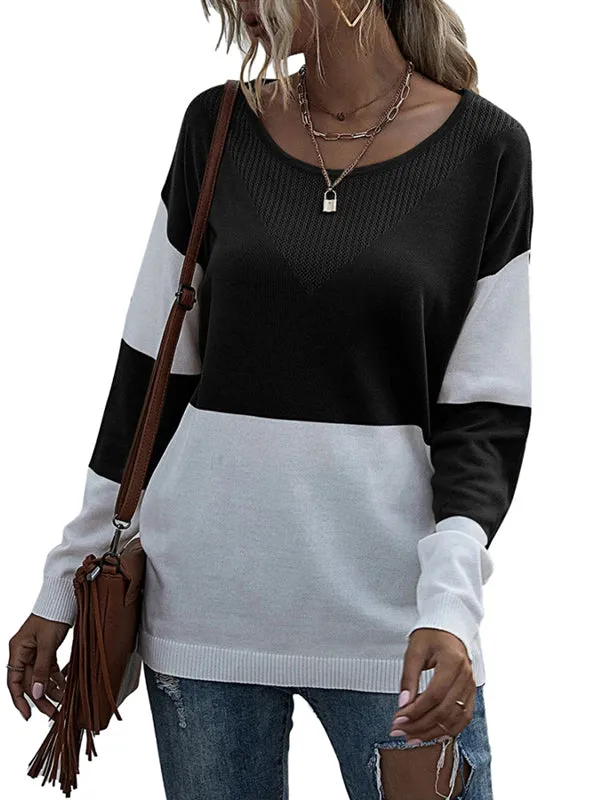Women Casual Long Sleeve Color Block Tops Crewneck Sweatshirts Loose Fit Pullovers sold by Tinstree product image thumbnail 5