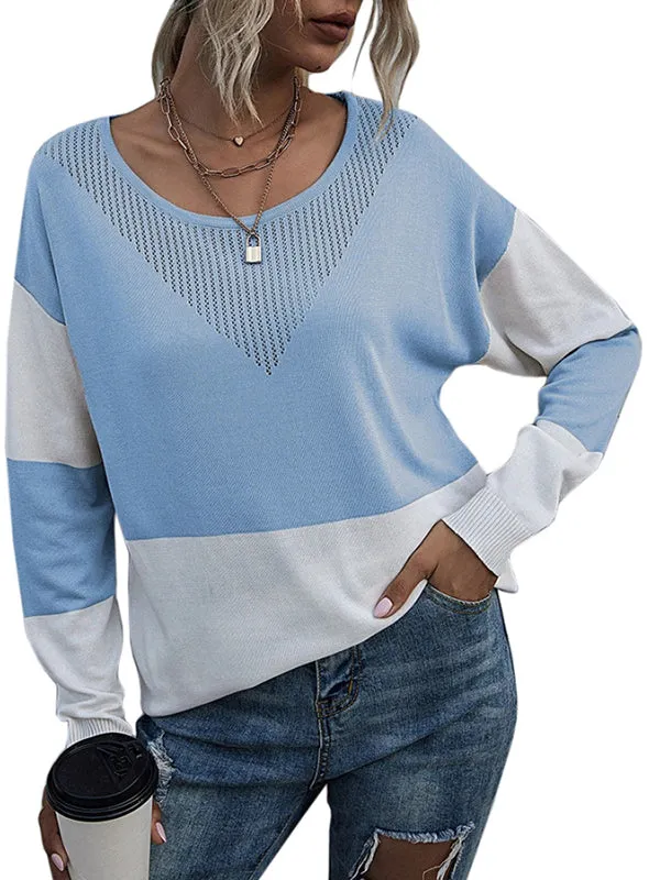 Women Casual Long Sleeve Color Block Tops Crewneck Sweatshirts Loose Fit Pullovers sold by Tinstree product image thumbnail 3