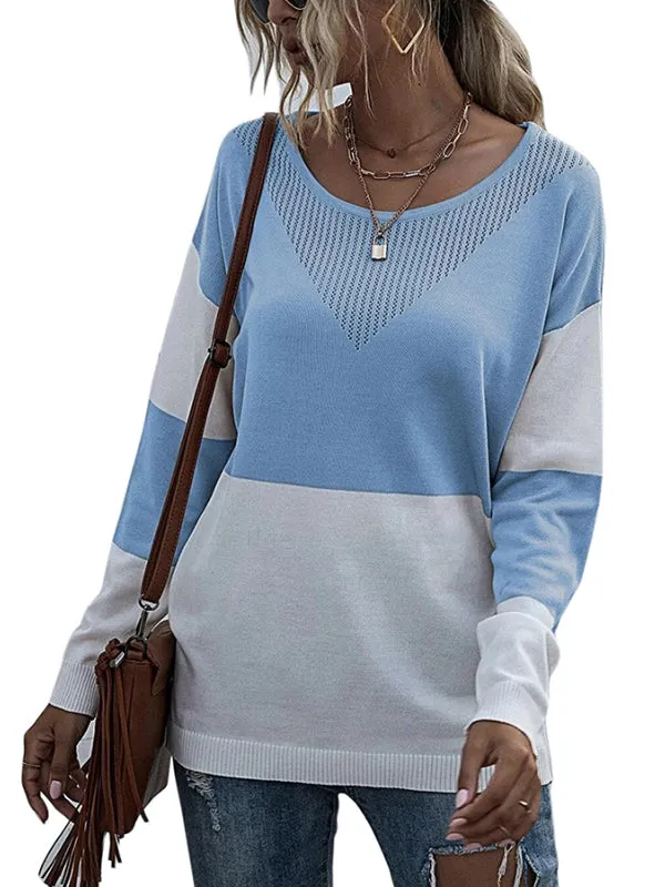 Women Casual Long Sleeve Color Block Tops Crewneck Sweatshirts Loose Fit Pullovers sold by Tinstree product image thumbnail 4