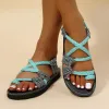 Summer Toe Ring Criss Cross Straps Flat Sandals sold by Tinstree