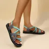 Summer Toe Ring Criss Cross Straps Flat Sandals sold by Tinstree