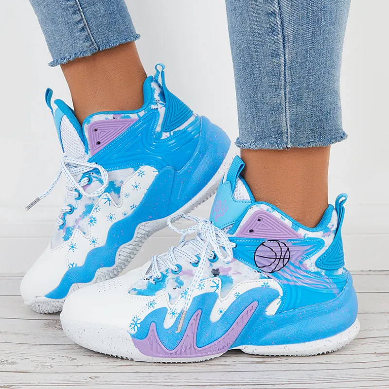 Women Basketball Sneakers High Top Chunky Sole Sports Shoes sold by Tinstree