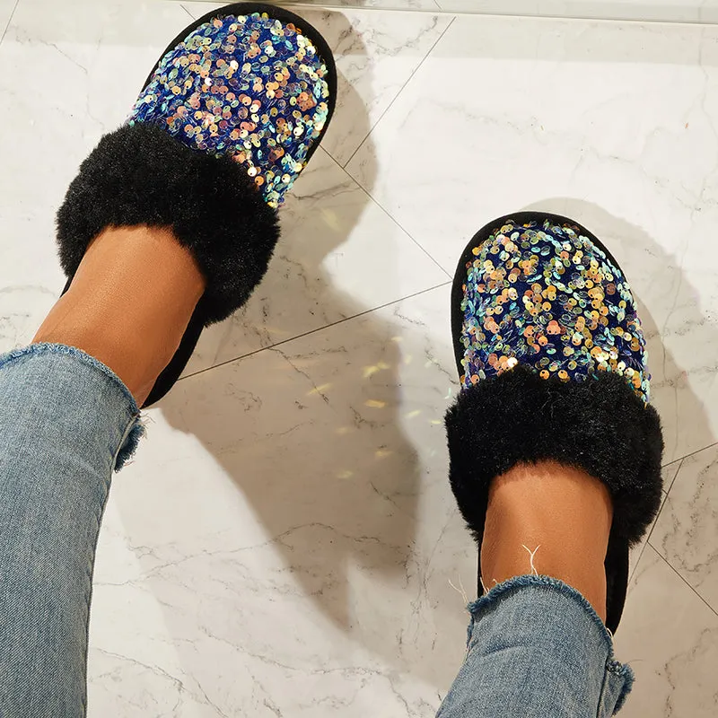 Shiny Warm Faux Fur Mule Slipper Furry Soft Slip on Shoes sold by Tinstree product image thumbnail 5